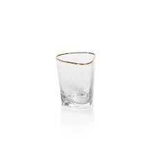 Zodax Aperitivo Triangular Double Old Fashioned Glass - Clear with Gold Rim
