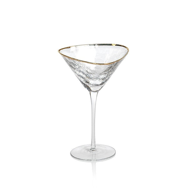 Zodax Aperitivo Triangular Martini Glass - Clear with Gold Rim