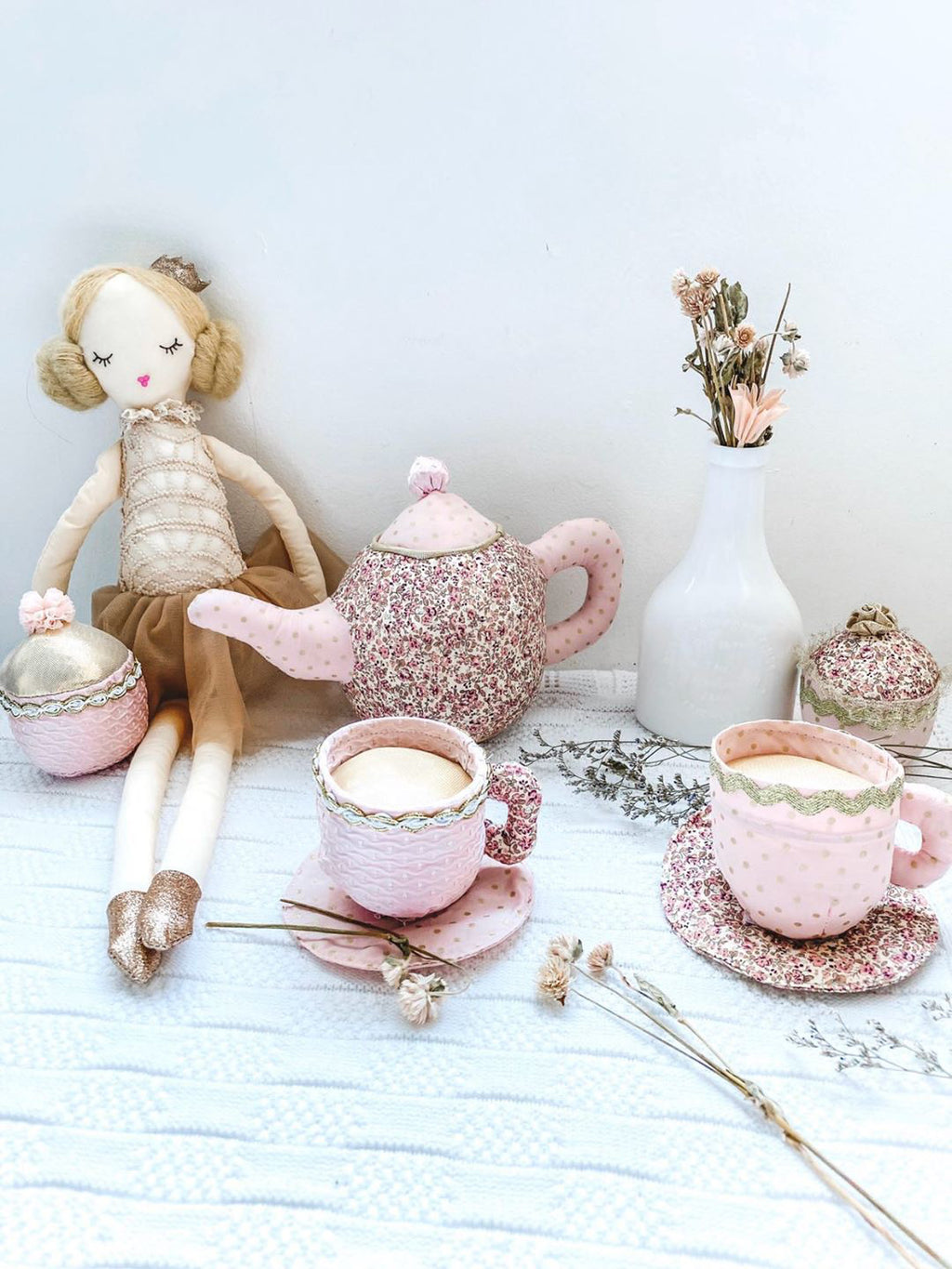 Mon Ami Floral Stuffed Toy Tea Set