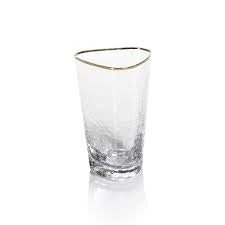 Zodax Aperitivo Triangular Highball Glass - Clear with Gold Rim
