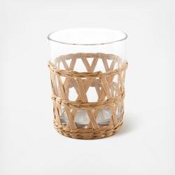 Wicker Wrap Natural Short Beverage Glass by TABLEAU