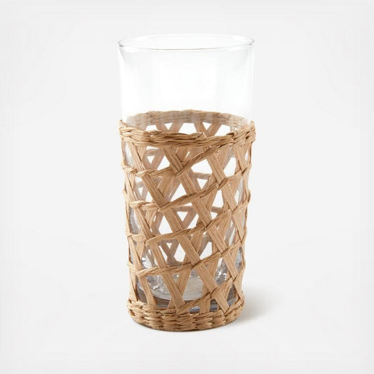 Wicker Wrap Natural Tall Beverage Glass by TABLEAU
