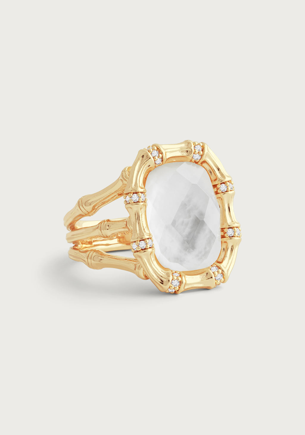 Anabel Aram Bamboo With Stone Ring - Mother Of Pearl