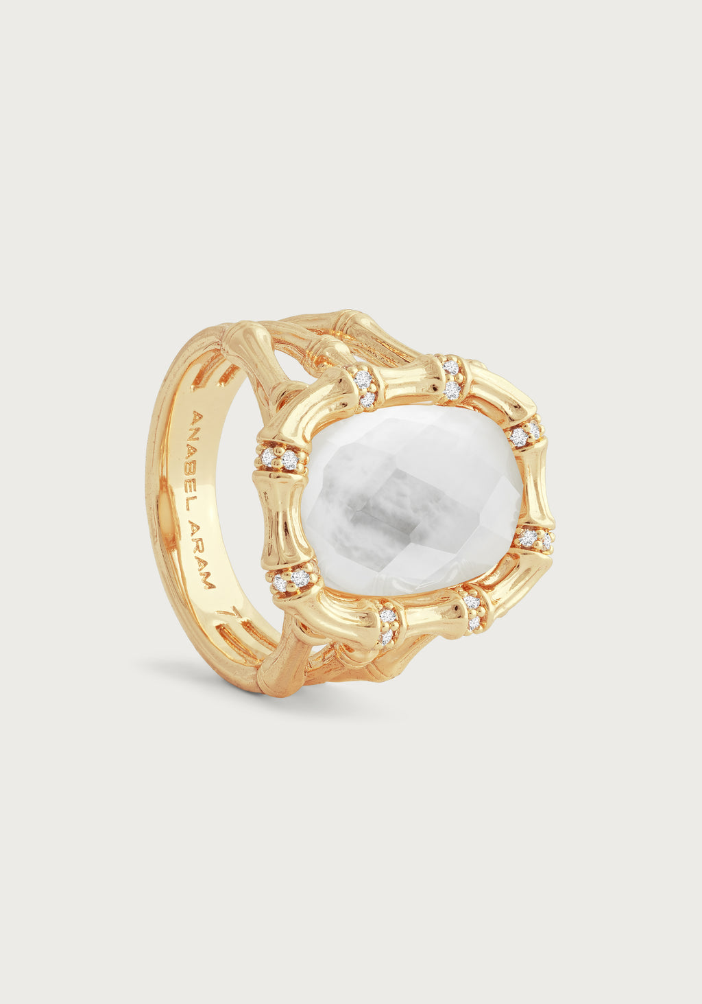 Anabel Aram Bamboo With Stone Ring - Mother Of Pearl
