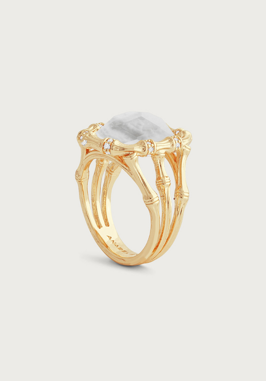 Anabel Aram Bamboo With Stone Ring - Mother Of Pearl